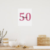 50e Verjaardag Roze Happy Custom Text Cool Gift Poster (Keuken)
