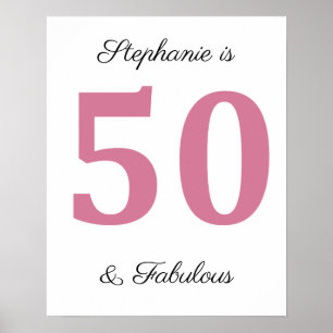 50e verjaardag Roze Vijftig en fantastische aangep Poster