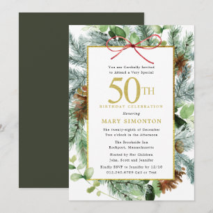 50e verjaardag Rustic Winter Botanisch Kaart