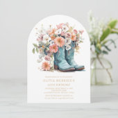 50e verjaardag rustieke cowgirl laarzen bloemen kaart (Staand voorkant)