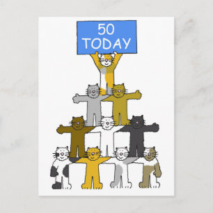 50e verjaardag Schattigee Cartoon Briefkaart