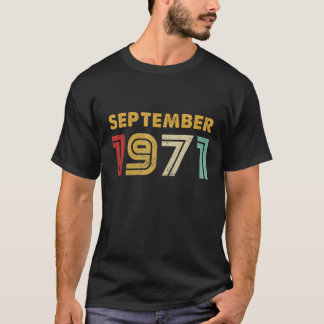 50e verjaardag september 1971 Retro Birthda T-shirt
