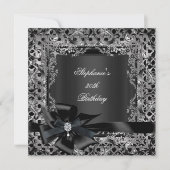 50e verjaardag Silver Black Bow Lace Kaart (Voorkant)