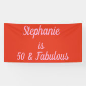 50e Verjaardag Sinaasappel Roze Custom Age Trendy  Spandoek (Horizontaal)