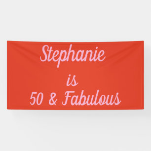 50e Verjaardag Sinaasappel Roze Custom Age Trendy  Spandoek