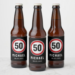 50e verjaardag Snelheidslimiet bord - ELKE LEEFTIJ Bier Etiket