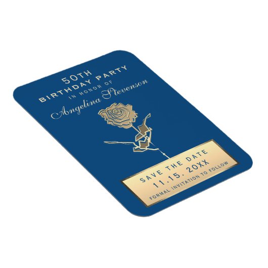 50e verjaardag sparen de Datum Uitnodiging Magneet (Rechterzijde)