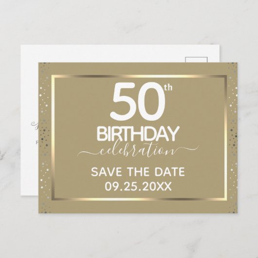 50e verjaardag Sparen de Uitnodiging van de Datum (Voorkant / Achterkant)