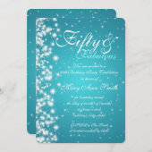 50e verjaardag Sparkle Turquoise Kaart (Voorkant / Achterkant)