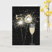 50e verjaardag Sparklers met wijn Kaart (Gele Bloem)