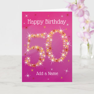 50e verjaardag - Star-nummer - Roze - 50 jaar oud Kaart