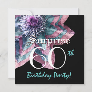 50e verjaardag SURPRISE Party Blue Pink Flower F63 Kaart