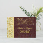 50e verjaardag Surprisefeest - Goud Damast Kaart (Staand voorkant)