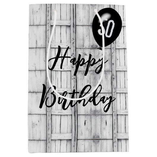 50e verjaardag symmetrisch rustiek houtpatroon medium cadeauzakje (Voorkant)