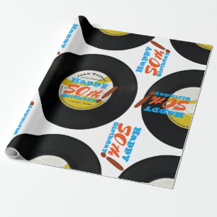 50e verjaardag terugwinning vinyl record met 45 rp cadeaupapier
