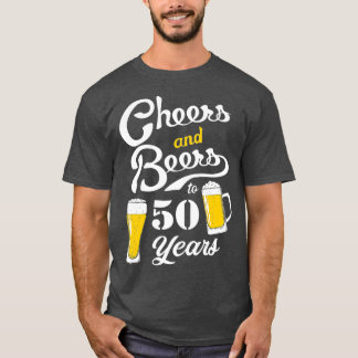 50e verjaardag thema Funny Cheers and Beers tot 50 T-shirt