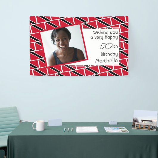 50e verjaardag TRINIDAD FLAG Custom Photo Spandoek (Beurs)