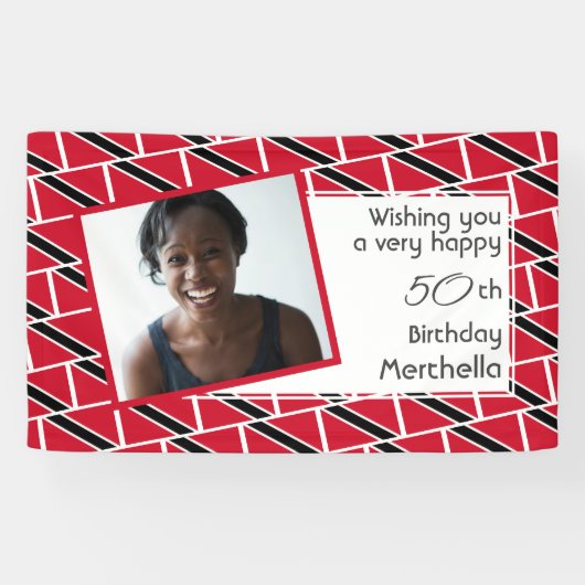 50e verjaardag TRINIDAD FLAG Custom Photo Spandoek (Horizontaal)