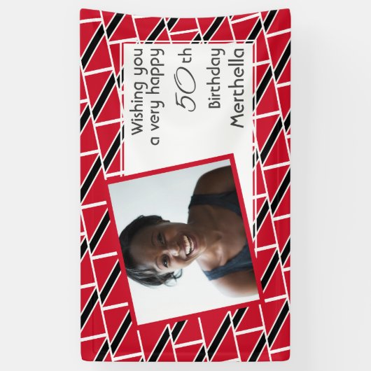 50e verjaardag TRINIDAD FLAG Custom Photo Spandoek (Verticaal)