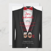 50e verjaardag, Tuxedo Suit, zwart-wit en rood Str Kaart (Voorkant)