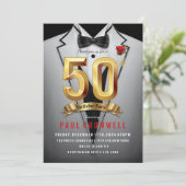 50e verjaardag Tuxedo uitnodiging (Staand voorkant)