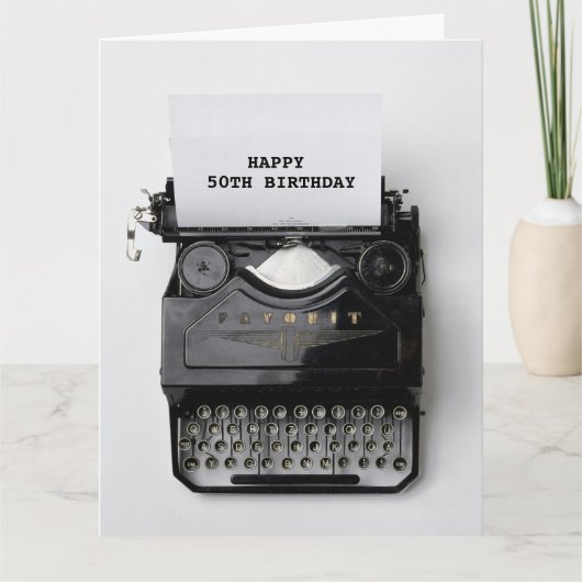 50E VERJAARDAG typemachine Wenskaart Kaart (Voorkant)