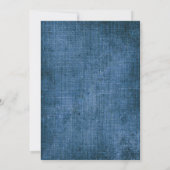 50e verjaardag Uitnodiging Blauwe linen Rustic Che (Achterkant)