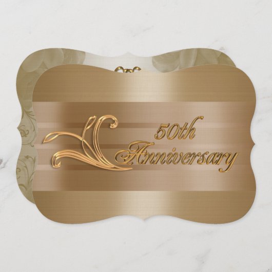 50e verjaardag uitnodiging edelegant goud (Voorkant / Achterkant)