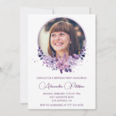 50e verjaardag uitnodiging Foto Elegant Boho paars (Voorkant)