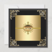50e verjaardag Uitnodiging Gold Black art dec (Voorkant)