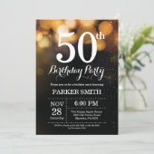 50e verjaardag uitnodiging Gold Glitter (Staand voorkant)