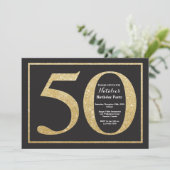 50e verjaardag uitnodiging Gold Glitter Krijtbord (Staand voorkant)