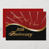 50e verjaardag uitnodiging huwelijksgoud rood (Voorkant / Achterkant)