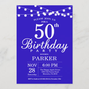 50e verjaardag Uitnodiging Royal Blue