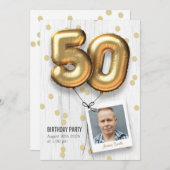 50e verjaardag Uitnodiging voor volwassen gouden b (Voorkant / Achterkant)