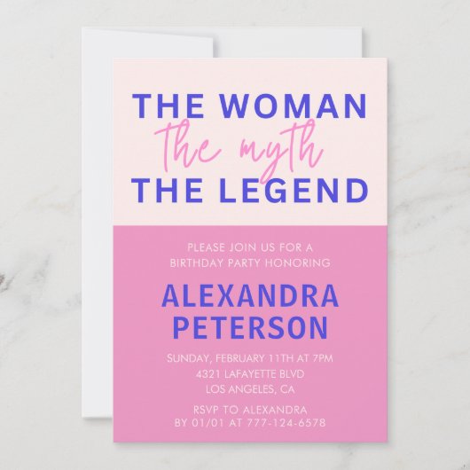 50e verjaardag uitnodigingen Funny Woman Myth Lege (Voorkant)