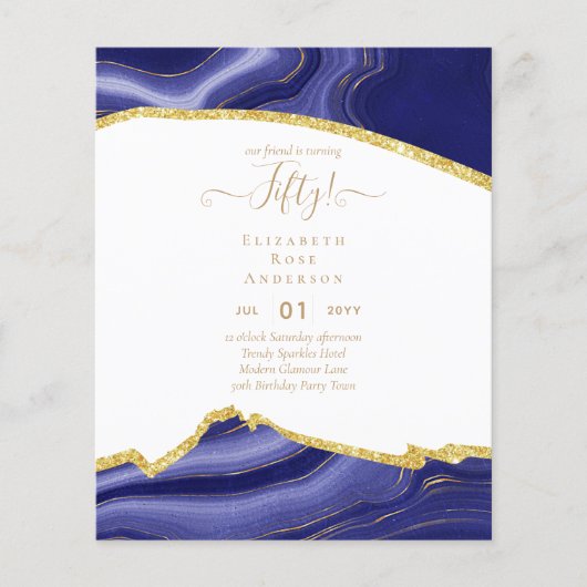 50e verjaardag Uitnodigingen Glitter Glamor (Voorkant)