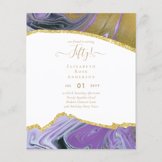 50e verjaardag Uitnodigingen Glitter Glamor (Voorkant)