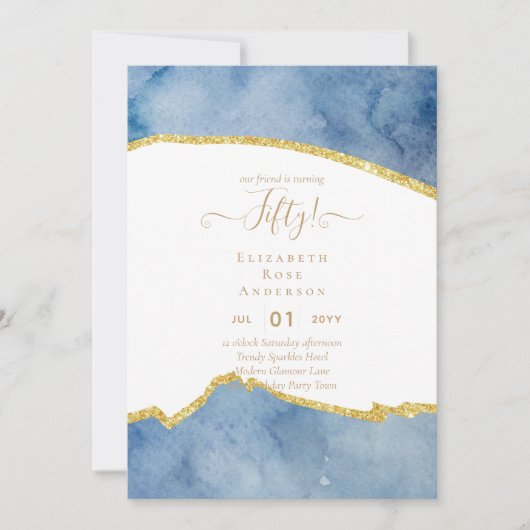 50e verjaardag Uitnodigingen Glitter Glamor (Voorkant)