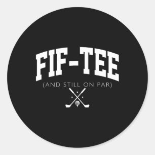 50e verjaardag vader golf 50 jaar oud fif-t-shirt  ronde sticker