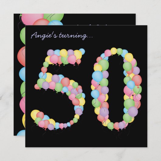 50e verjaardag van de Aangepaste Uitnodiging van d (Voorkant / Achterkant)