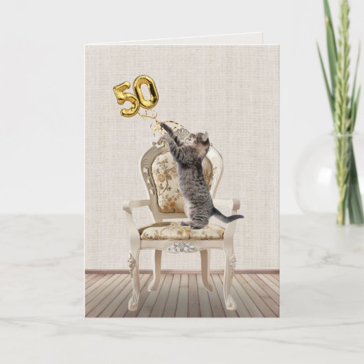 50e verjaardag van de ballonnen en de kat van de t kaart (Voorkant)