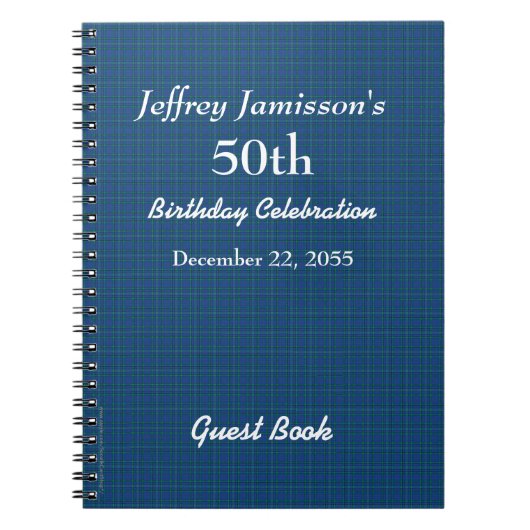 50e verjaardag van de Guest Book Blue Pset Notitieboek (Voorkant)