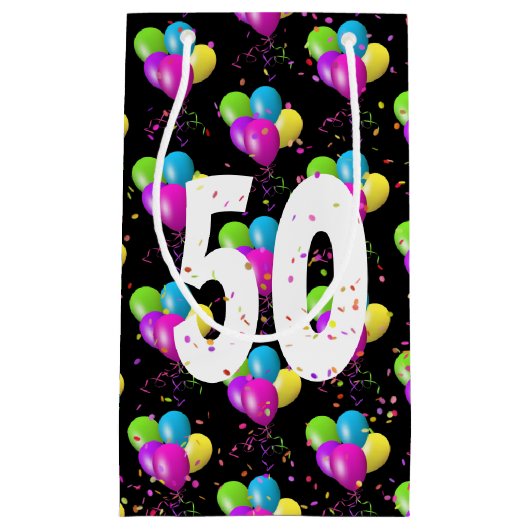 50e verjaardag van de luchtballonnen en Confetti Klein Cadeauzakje (Voorkant)