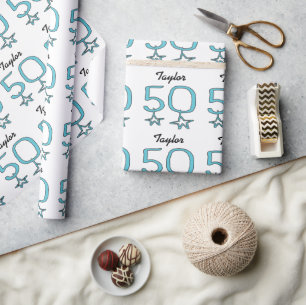 50e verjaardag van de sterren Persoonlijk Verpakki Cadeaupapier