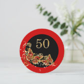 50e verjaardag van de vrouw | botervet rood goud kaart (Staand voorkant)