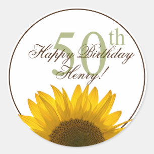 50e verjaardag van de zonnebloem ronde sticker