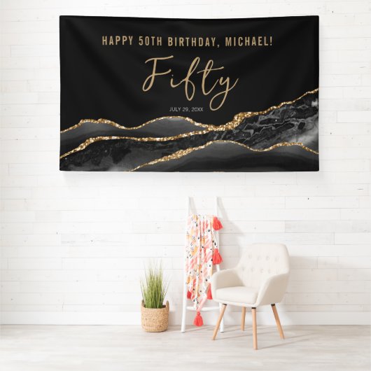 50e verjaardag van de zwarte goudkanon van Elegant Spandoek (Insitu)