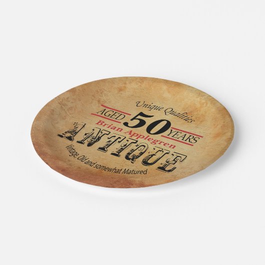 50e verjaardag van oud, Antiek en  design Papieren Bordje (Gekanteld)