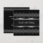50e verjaardag van Silver Lace Black Kaart (Voorkant / Achterkant)